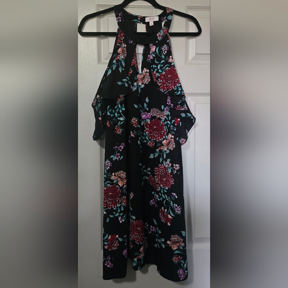Candie's Floral Black Dress( Off The Shoulder)